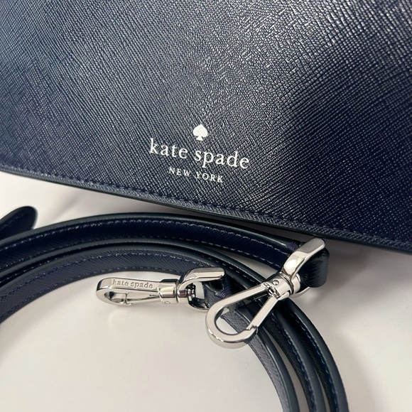 ♠️Kate Spade Madison Embroidered Floral Willow Small Flap Crossbody Bag, Blue - Picture 5 of 9